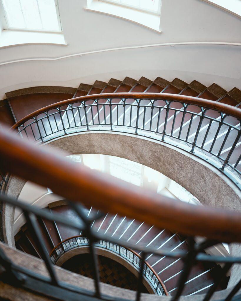 wrought iron handrails on a staircase