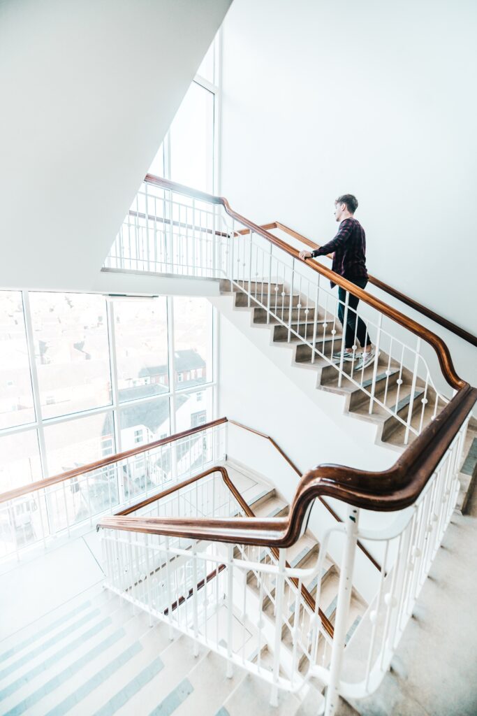 White staircase in a building